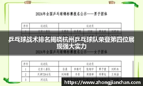 乒乓球战术排名揭晓杭州乒乓球队荣登第四位展现强大实力
